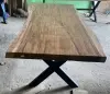  Product image 1 of the product “Natural Wood Table suar with metal legs, 280cm length, 120cm width, 83.5cm height. Table top 7cm thickness ”
